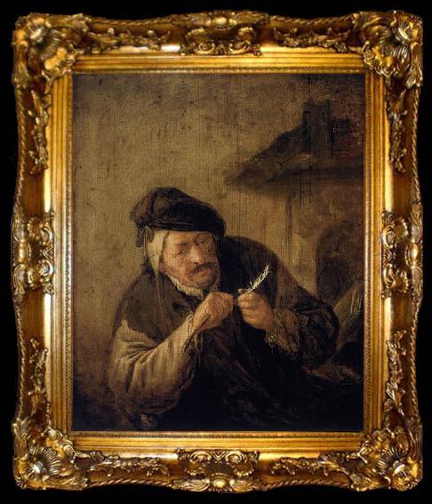 framed  Adriaen van ostade Cutting the Feather, ta009-2